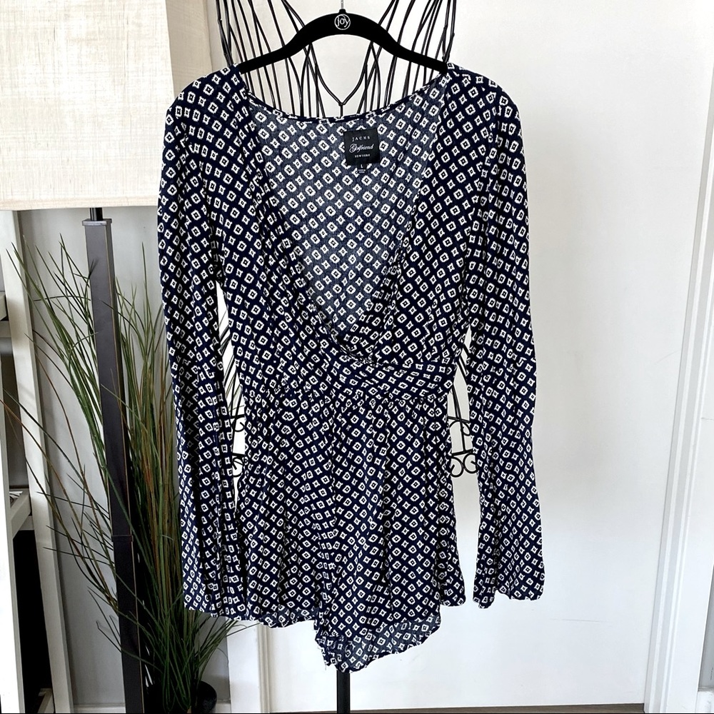 Jachs New York Navy Blue & White Pattern Romper